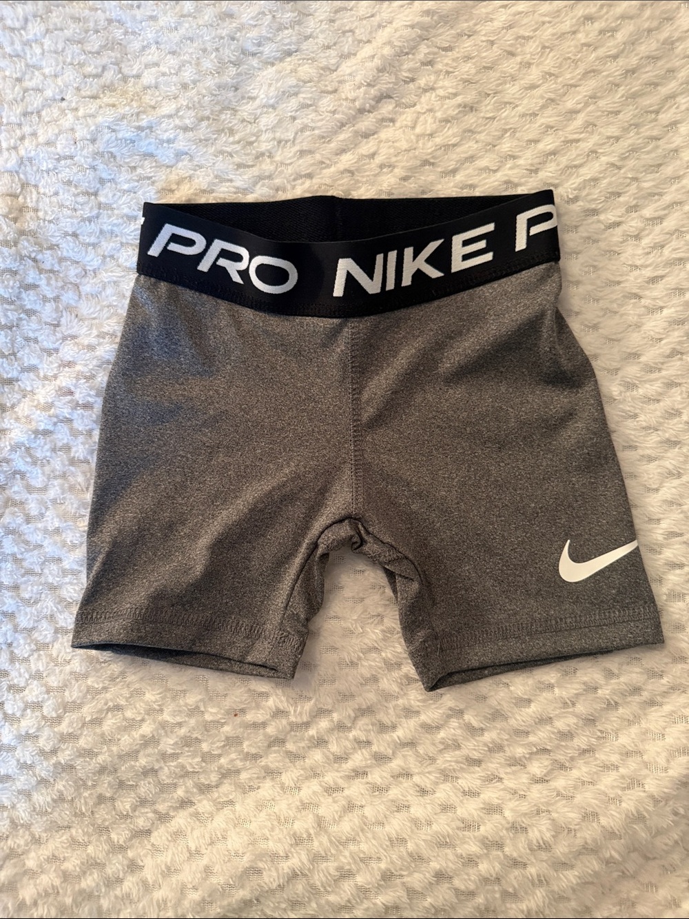 Nike Gray Heather Pro Compression Leggings with Black Logo Waistband for Kids